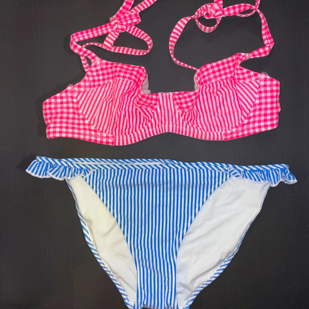 Aerie Seersucker Ruffle Bikini Bottom NWT